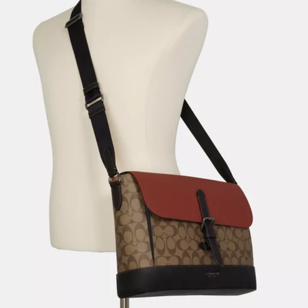 Coach Hudson Messenger Tote Bag In Blocked Signature Canvas